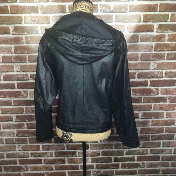 SOLD-Wilson women’s Hooded leather jacket - Picture 3 of 8